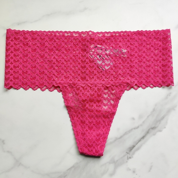 PINK Victoria's Secret Other - NWT PINK VICTORIA'S SECRET WINK WIDE-WAIST HEART LACE THONG PANTY IN ENCHANTED